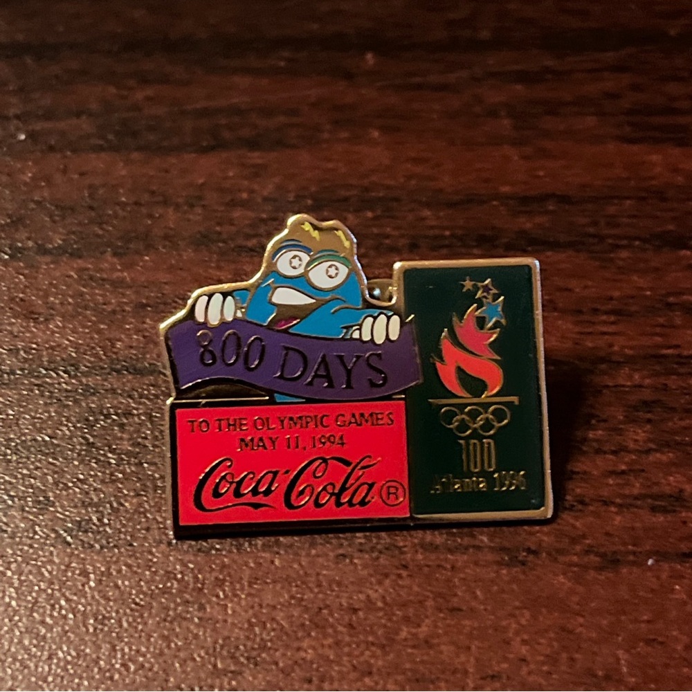 Vintage Coca-Cola Countdown To The 1996 Atlanta Olympics 800 Days‎ Lapel Hat Pin